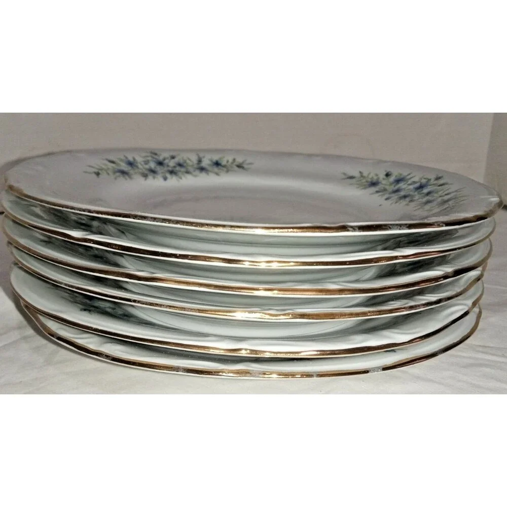 Vintage Favolina Bread/Butter Plates Made in Poland Floral Gold Trim Porcelain